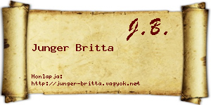 Junger Britta névjegykártya